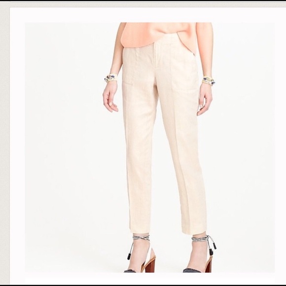 J. Crew Pants - J. Crew Gold Metallic Foil Linen Pants Size 4